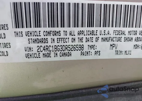 2013 Chrysler Town & Country Touring z USA, uszkodzony, nr VIN 2C4RC1BG3DR526598